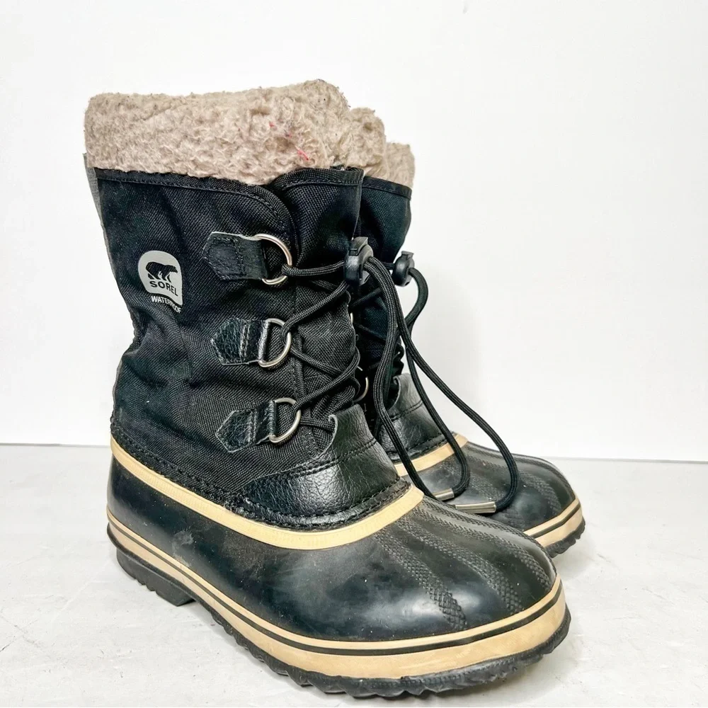 Sorel Yoot PAC 1964 Caribou Black Winter Snow Boots Insulated Waterproof Size 6